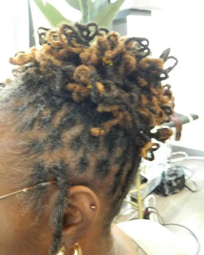 Honey-blond coiled updo